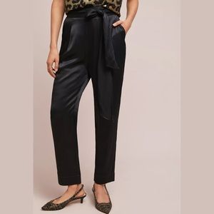 Anthropologie Satin Tie-Waist Pants
